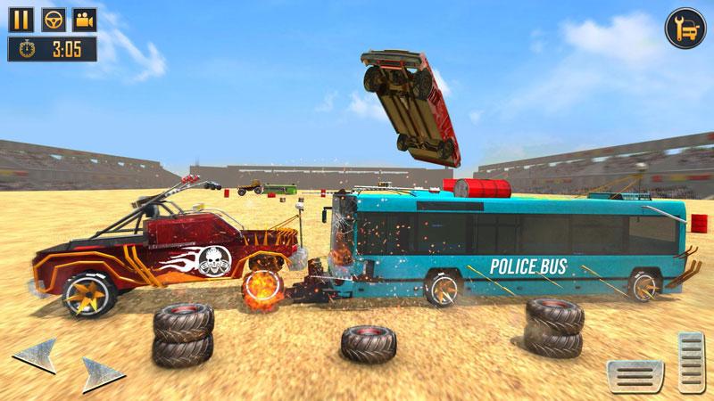 US Police Bus Demolition Derby Crash Stunts 2020(美国警车拆除德比车祸特（无现金币）) 2.0.4破解版