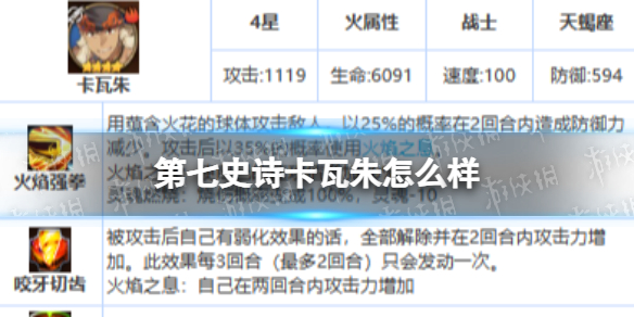 《第七史诗》卡瓦朱怎么样 四星英雄卡瓦朱介绍