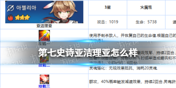 《第七史诗》亚洁理亚怎么样 三星英雄亚洁理亚介绍
