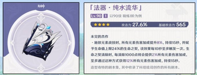 《原神》纯水流华适合谁 谁可以用纯水流华