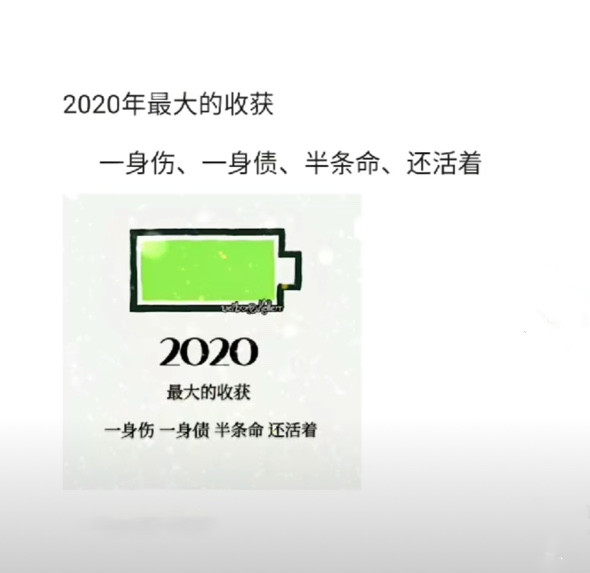 2020年最大的收获一身伤 一身债 半条命 还活着背景图图片大全  v4.0.4