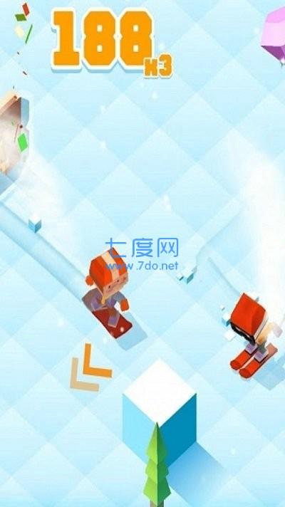 像素方块滑雪