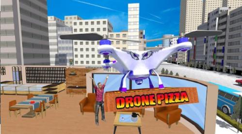无人机飞行披萨送货员