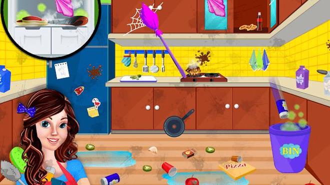 女孩家庭清洁凌乱的房子打扫 v1.2