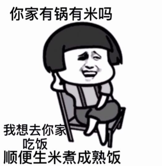 请问你家有锅吗,我想去你家,和你生米煮成熟饭表情包 v1.0