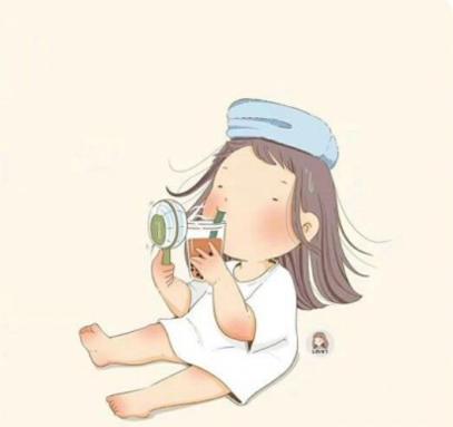 Q版小女孩喝奶茶头像图片 v1.0